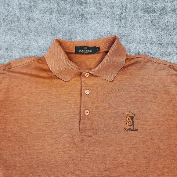 Bugatchi Uomo Shirt Mens XL Orange Polo TPC Scottsdale Golf Egyptian Cotton - Picture 8 of 16